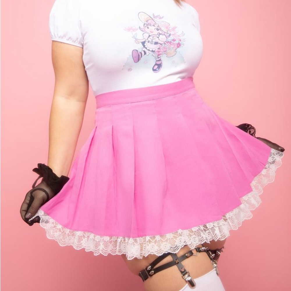 Sugar Thrillz Pink Mini Skirt with Lace